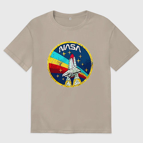 Женская футболка оверсайз NASA - emblem - USA / Миндальный – фото 1