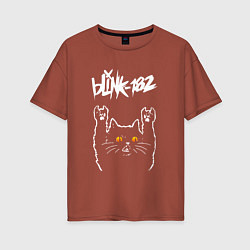 Футболка оверсайз женская Blink 182 rock cat, цвет: кирпичный