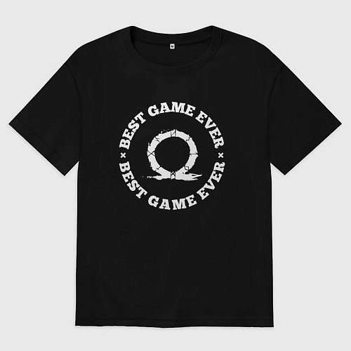 Женская футболка оверсайз Символ God of War и круглая надпись best game ever / Черный – фото 1