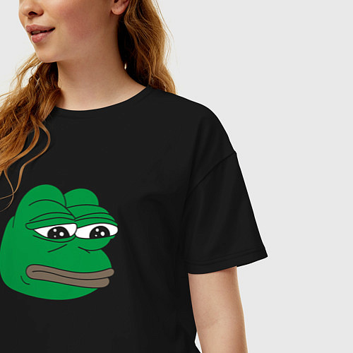 Женская футболка оверсайз Лягушонок Пепе-Frog Pepe / Черный – фото 3
