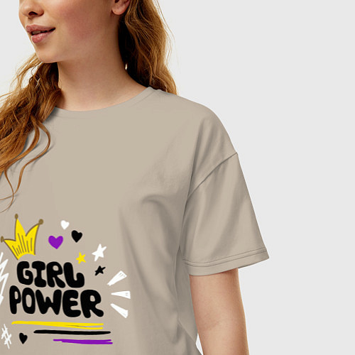 Женская футболка оверсайз Королева женской силы / Миндальный – фото 3