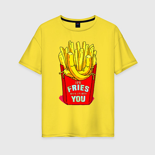 Женская футболка оверсайз Time fries when Im with you / Желтый – фото 1