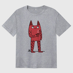 Футболка оверсайз женская Кот босс, цвет: меланж