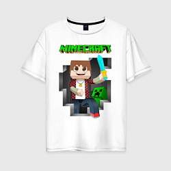Женская футболка оверсайз Майнкрафт криппер