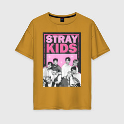 Футболка оверсайз женская Stray Kids boy band, цвет: горчичный