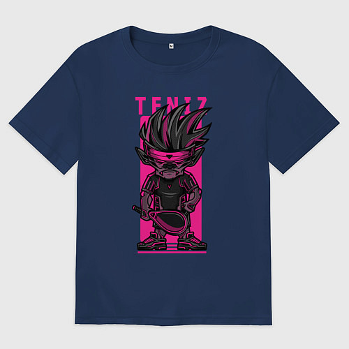 Женская футболка оверсайз Пёс теннисист / Тёмно-синий – фото 1