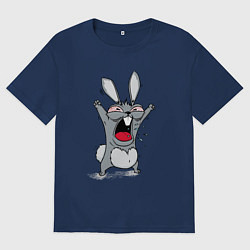 Футболка оверсайз женская Злой заяц, цвет: тёмно-синий