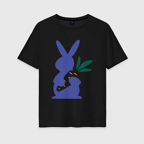 Женская футболка оверсайз Синий кролик / Черный – фото 1