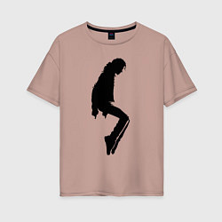Футболка оверсайз женская Силуэт Майкла Джексона - Minimalism, цвет: пыльно-розовый