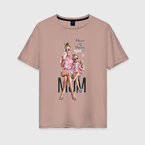 Женская футболка оверсайз Mama of Drama / Пыльно-розовый – фото 1