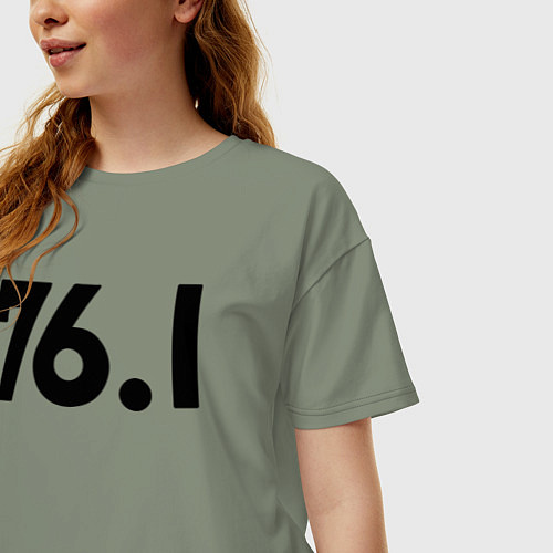 Женская футболка оверсайз Пауэр 76 1 черная надпись / Авокадо – фото 3