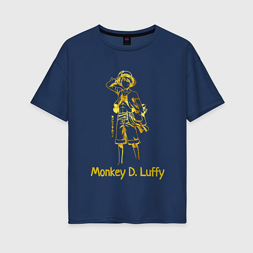 Женская футболка оверсайз Monkey D Luffy Gold / Тёмно-синий – фото 1