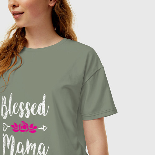 Женская футболка оверсайз Благословенная мама / Авокадо – фото 3