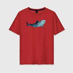 Футболка оверсайз женская Realistic shark, цвет: красный