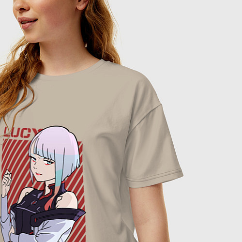 Женская футболка оверсайз Милая Люси / Миндальный – фото 3