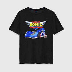 Футболка оверсайз женская Team Sonic racing - hedgehog, цвет: черный