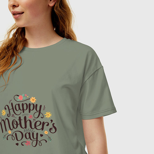 Женская футболка оверсайз Happy Mothers Day / Авокадо – фото 3