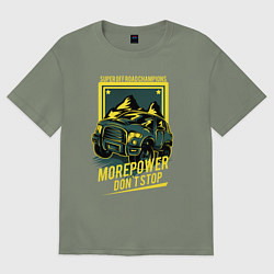 Футболка оверсайз женская Авто внедорожник и ночное небо, цвет: авокадо