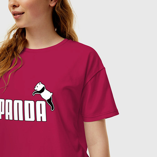 Женская футболка оверсайз Панда вместо пумы / Маджента – фото 3