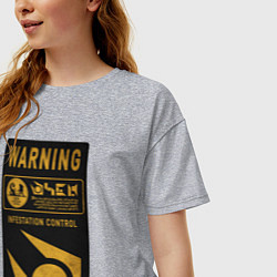 Футболка оверсайз женская Контроль заражения, цвет: меланж — фото 2