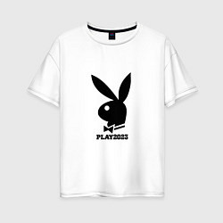 Женская футболка оверсайз Черный кролик play2023