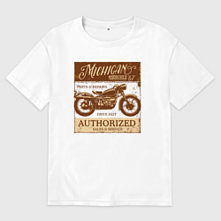 Футболка оверсайз женская Ретро мотоцикл гранж, цвет: белый