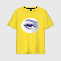 Футболка оверсайз женская Женский глаз в монохромной гамме, цвет: желтый