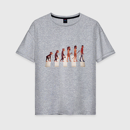 Женская футболка оверсайз Human evolution / Меланж – фото 1
