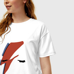 Футболка оверсайз женская Дэвид Боуи - молния, цвет: белый — фото 2