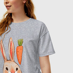 Футболка оверсайз женская Заяц с морковкой, цвет: меланж — фото 2