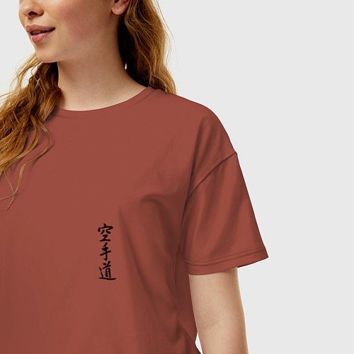 Женская футболка оверсайз Черный символ карате до / Кирпичный – фото 3