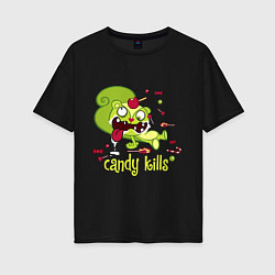 Футболка оверсайз женская Nutty - candy kills, цвет: черный