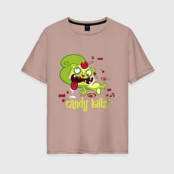 Футболка оверсайз женская Nutty - candy kills, цвет: пыльно-розовый