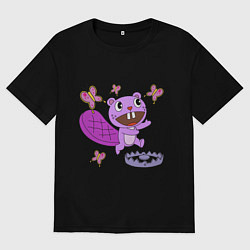 Футболка оверсайз женская Toothy trap, цвет: черный