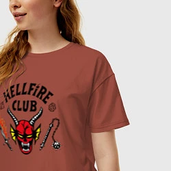 Футболка оверсайз женская Hellfire сlub art, цвет: кирпичный — фото 2