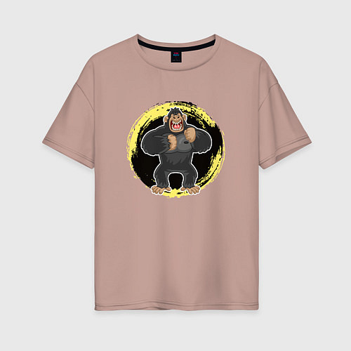 Женская футболка оверсайз Мультяшный Кинг Конг / Пыльно-розовый – фото 1