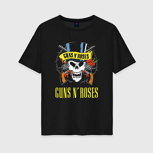 Женская футболка оверсайз Guns n roses Skull / Черный – фото 1