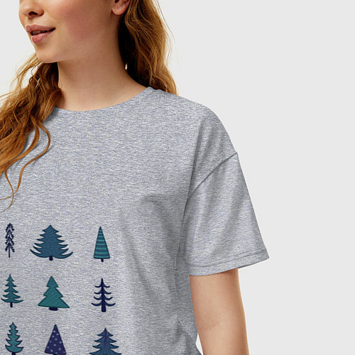 Женская футболка оверсайз Ёлки лес / Меланж – фото 3