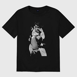 Футболка оверсайз женская Джотаро и платиновая звезда, цвет: черный