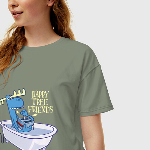 Женская футболка оверсайз Lumpy - high voltage / Авокадо – фото 3