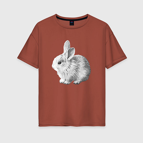 Женская футболка оверсайз Белый кролик / Кирпичный – фото 1