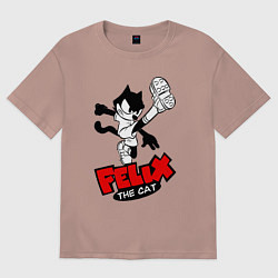 Футболка оверсайз женская Cat Felix - footballer, цвет: пыльно-розовый