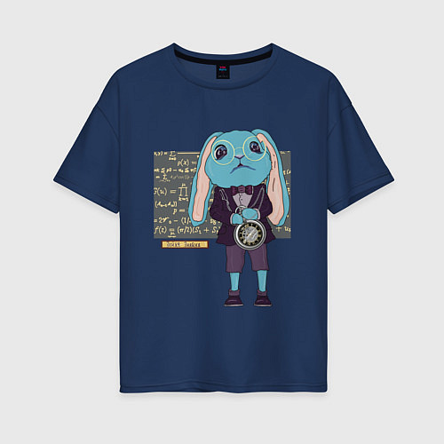 Женская футболка оверсайз Зайка-Знайка / Тёмно-синий – фото 1