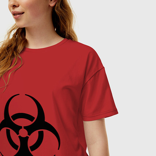 Женская футболка оверсайз Biological hazard / Красный – фото 3