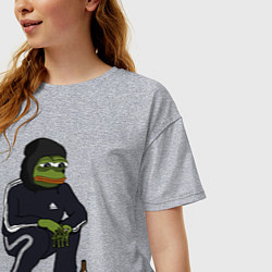 Футболка оверсайз женская Pepe gopnik meme, цвет: меланж — фото 2