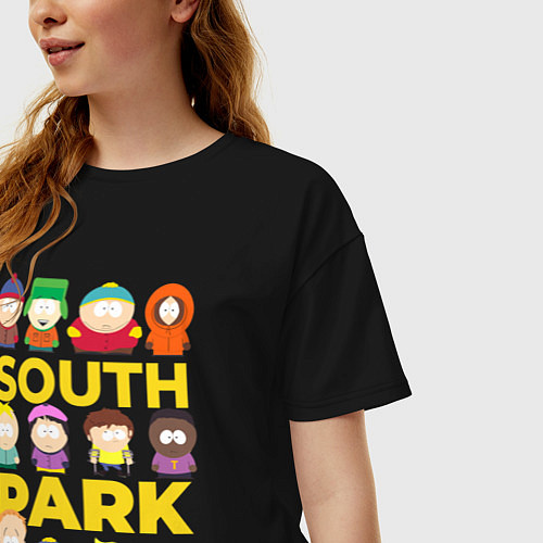 Женская футболка оверсайз Южный парк персонажи / Черный – фото 3