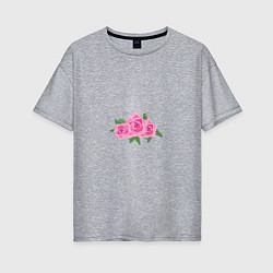 Футболка оверсайз женская Букет роз, цвет: меланж