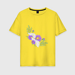 Футболка оверсайз женская Букет полевых цветов, цвет: желтый