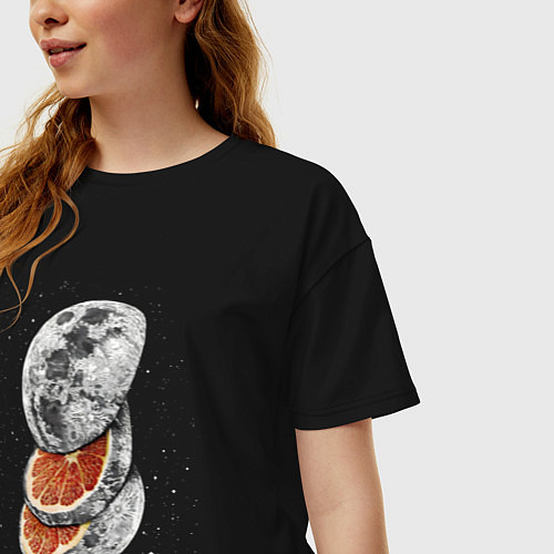 Женская футболка оверсайз Лунный фрукт / Черный – фото 3