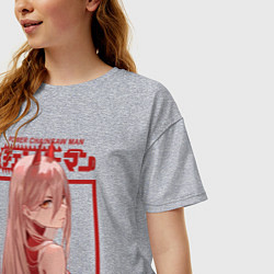 Футболка оверсайз женская Человек бензопила Пауэр, цвет: меланж — фото 2